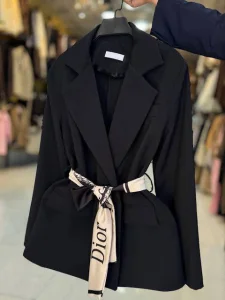 مانتو کتی مزونی کمربند دار دیور Dior